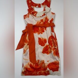 NWOT Moulinette Soeurs Anthropologie Orange Blossom Ruffle Neck Dress Size 0
